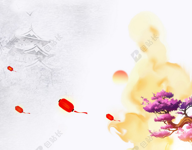 云雾青松风景画清明节缅怀先烈中国传统节日白色背景海报