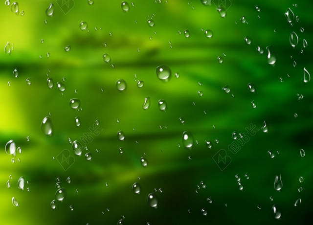 谷雨传统节日二十四节气手绘可爱女孩小人绿色背景海报