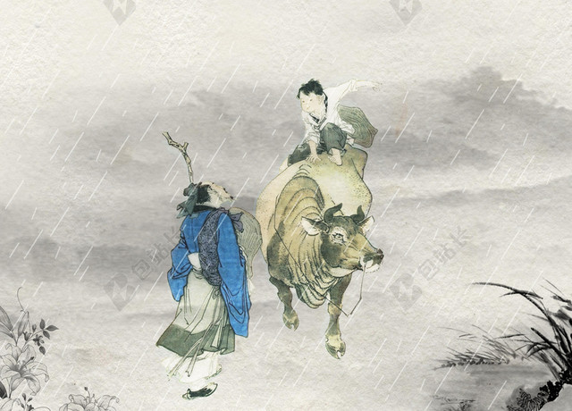 水墨画清明节缅怀先烈中国传统节日灰色背景海报