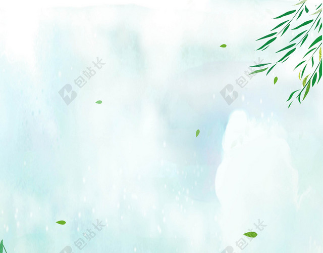谷雨湖水中的小舟传统节日二十四节气绿色背景海报