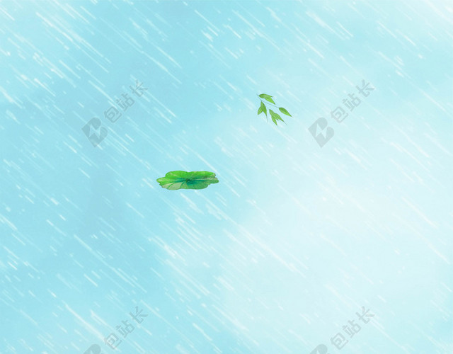 谷雨传统节日二十四节气雨中的白荷花蓝色背景海报