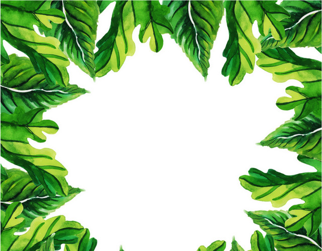 春季节日水彩手绘植物树叶文艺绿
