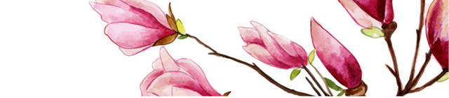 森系小清新水彩手绘绿叶花朵春天鲜花花卉