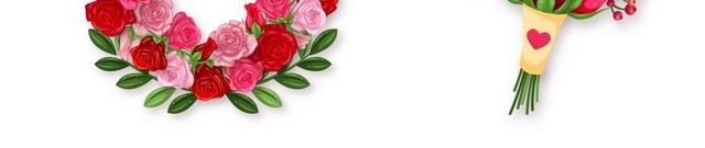 鲜花边框花环鲜花花束春天花卉花环妇女节情人节素材
