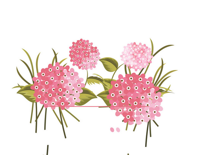 森系小清新水彩手绘绿叶花朵春天鲜花花卉