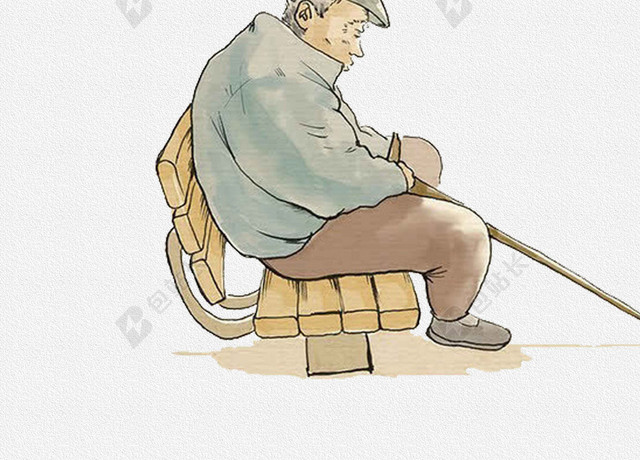 手绘孤独老人生活服务养老院宣传海报背景