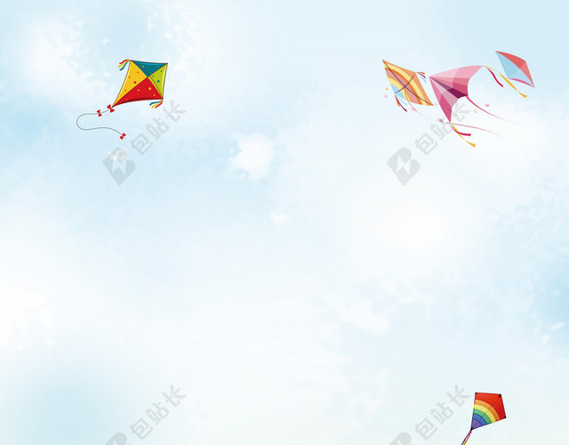 水彩简约春季风筝文化节海报背景