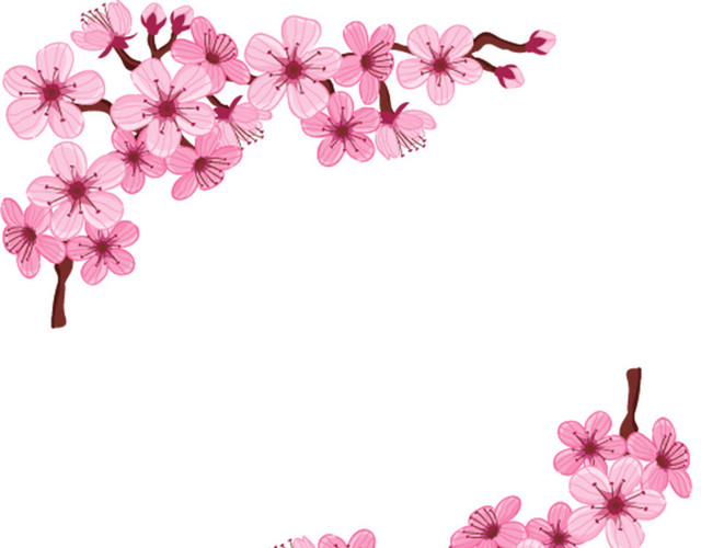 森系小清新水彩手绘绿叶花朵春天鲜花花卉