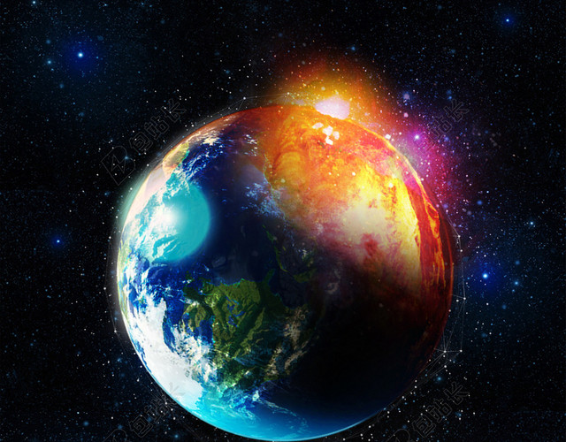 黑色背景炫光美丽地球世界地球日4月22日公益海报