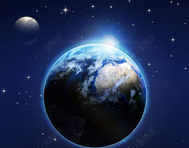 世界地球日4月22日蓝色背景美丽星空公益海报