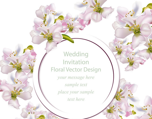 WEDDING INVITATION FLORAL VECT