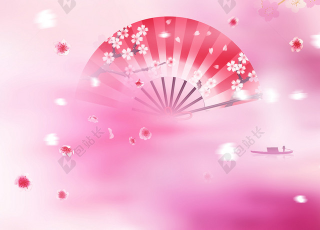 中国风桃花节创意粉色意境背景图