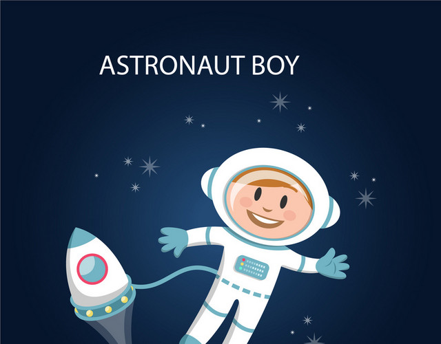 宇航员太空遨游火箭科技星空矢量图
