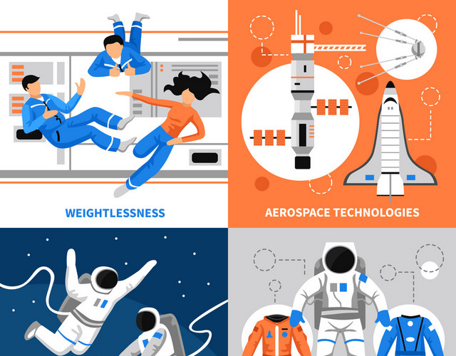 宇航员太空生活畅想科技星空矢量图