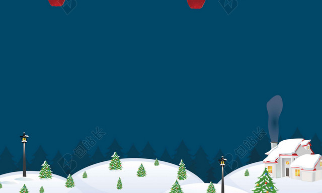 雪地天空卡通英语培训班辅导班宣传单海报背景