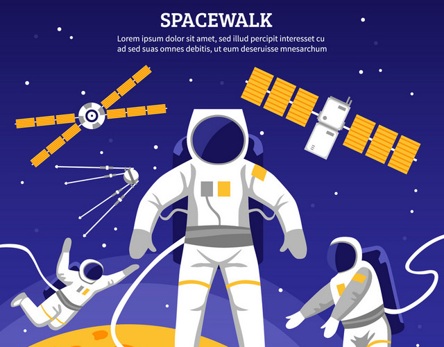 宇航员太空着陆科技星空矢量图