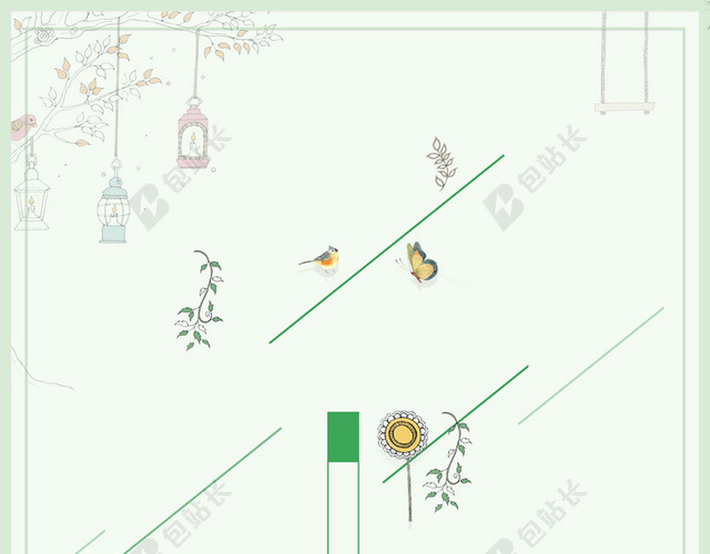 草绿色彩手绘花店促销海报背景