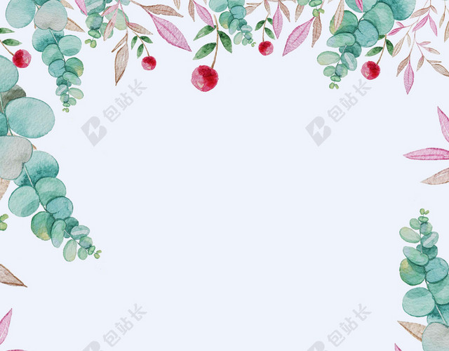 立体感花草绿叶花草花店促销海报背景