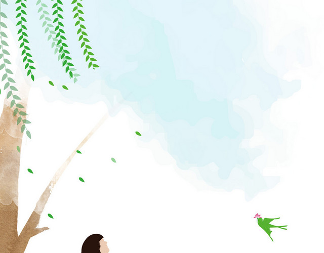 春天清明节背包美女骑车踏青PNG素材