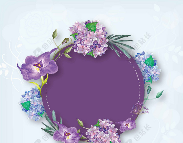 喇叭花紫色花朵色彩花店促销海报背景