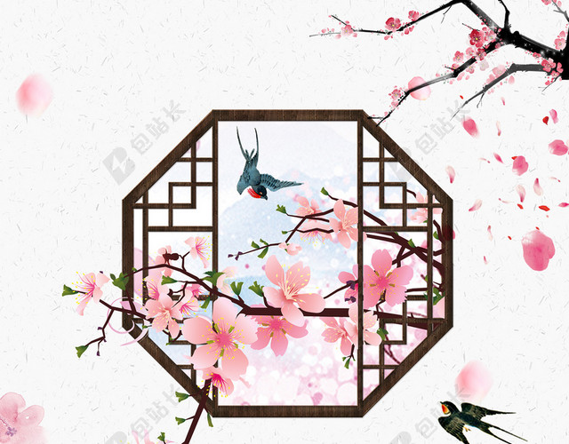 中国风桃花节背景