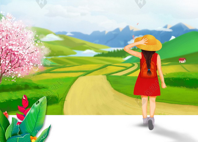 清明踏青趣春游海报背景