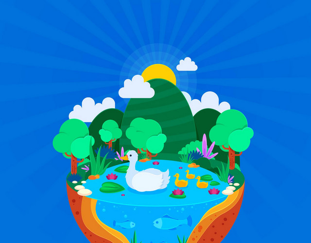 卡通环境保护世界卫生日地球海洋插画