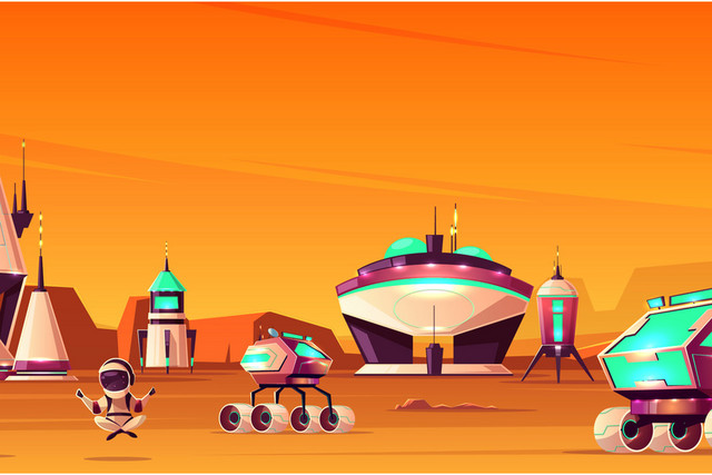 火箭发射基地太空科技星空矢量图