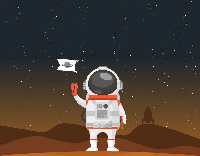 宇航员拍照登陆太空科技星空矢量图