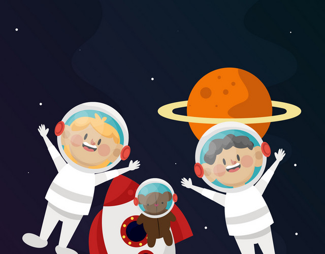 宇航员伙伴太空科技星空矢量图