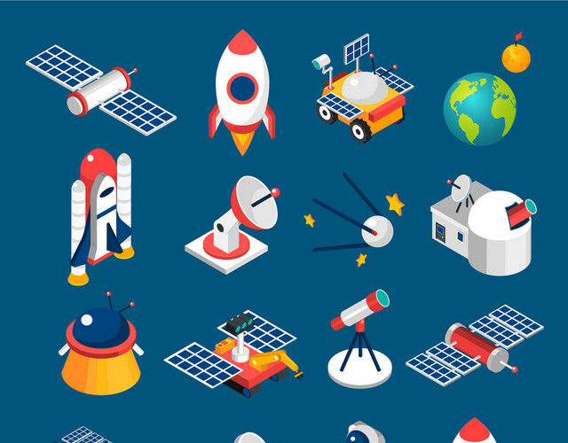 小图标太空科技星空矢量图