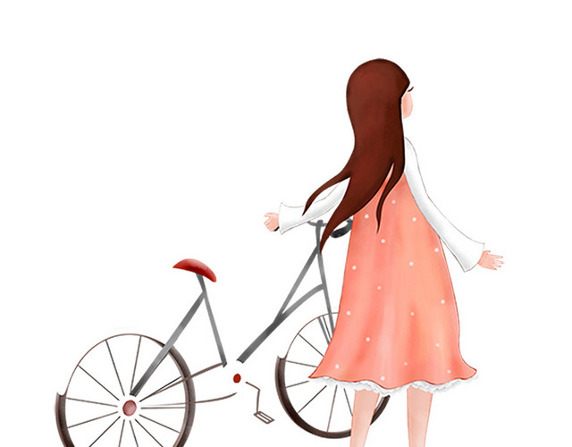 春天清明节光脚女孩踏青PNG素材