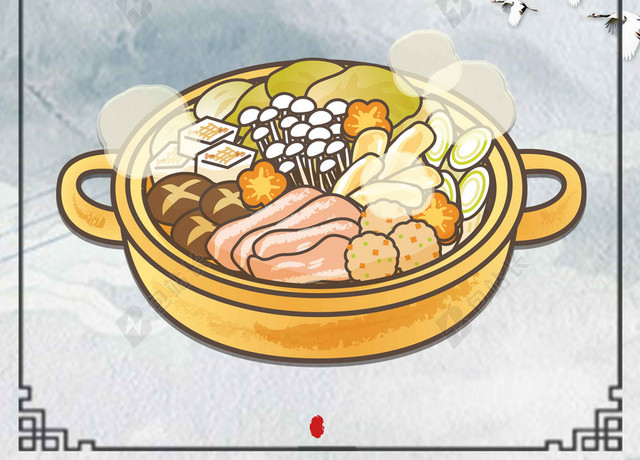蒸笼食物古风校园文化套图展板海报背景