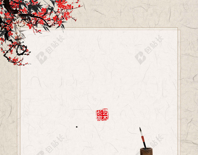 书桌画笔古风校园文化套图展板海报背景