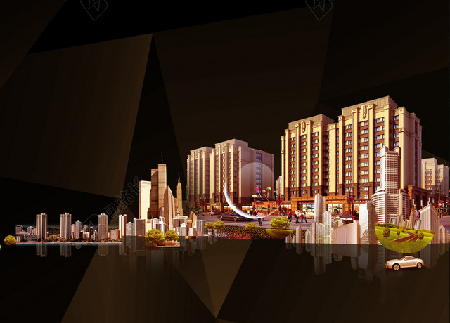 金色大楼房地产招聘海报黑色背景海报