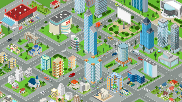 楼房建筑BANNER矢量图标