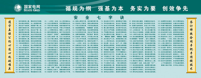 电力安全标志安全七字决