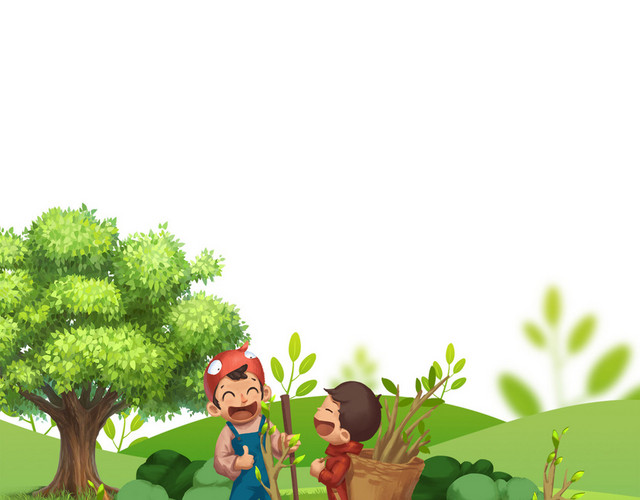 环保低碳生活植树节种树草地元素PSD素材