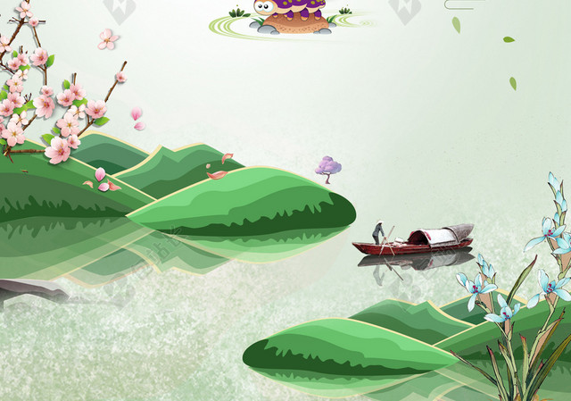 春天4月5日清明节节日促销宣传绿色背景海报