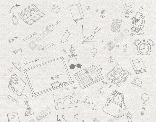 线描学生用品背景考研培训班招生海报白色背景