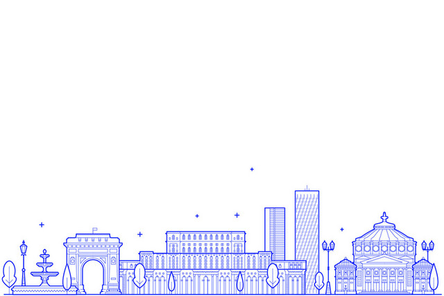 城市剪影建筑高楼线条素描城市大楼