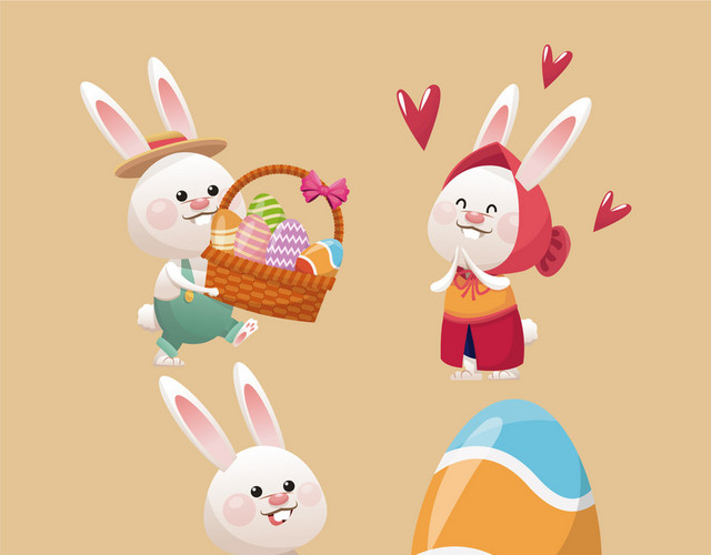 复活节兔子鸡蛋PNG素材