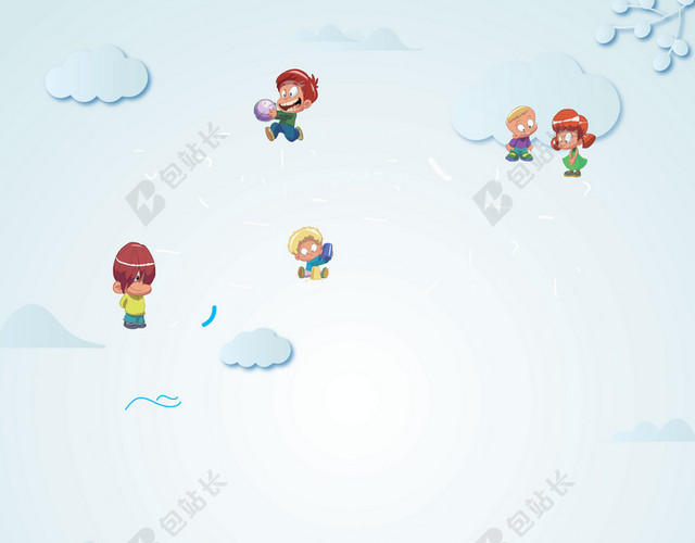 手绘亲子游旅游可爱全家福蓝色背景海报