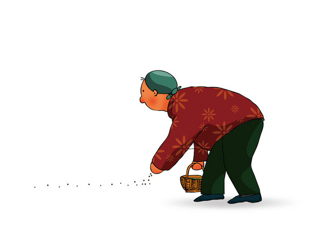 清明时节谷雨时节人物插画素材