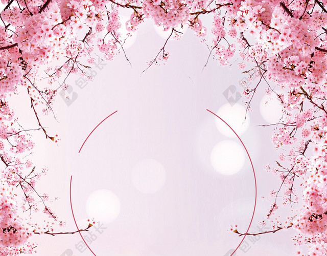小清新粉色十里桃花春游踏青桃花节旅游宣传海报背景
