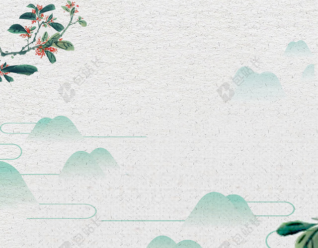 清明谷雨鸟语花香水墨海报背景