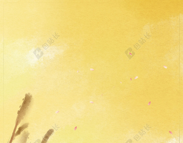 水彩稻田小满二十四节气传统黄色海报背景