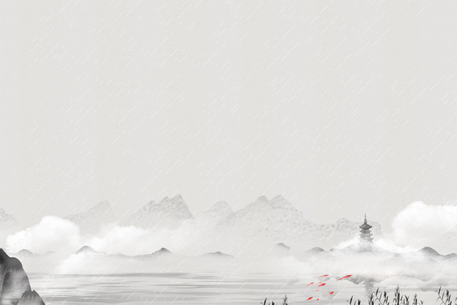 清明谷雨古风水墨谷雨云朵山脉