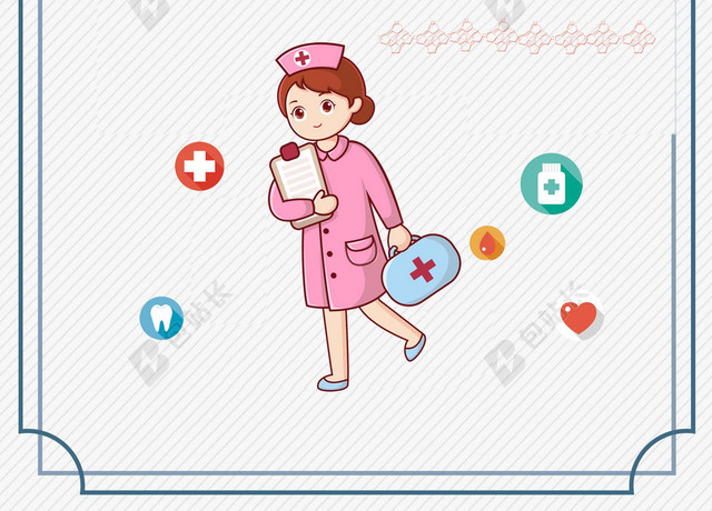 五角星彩带卡通人物512国际护士节白衣天使海报背景