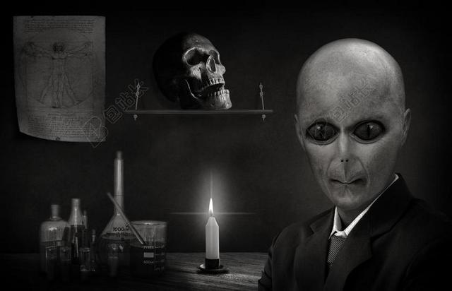 摄影复古科幻外星人背景图片